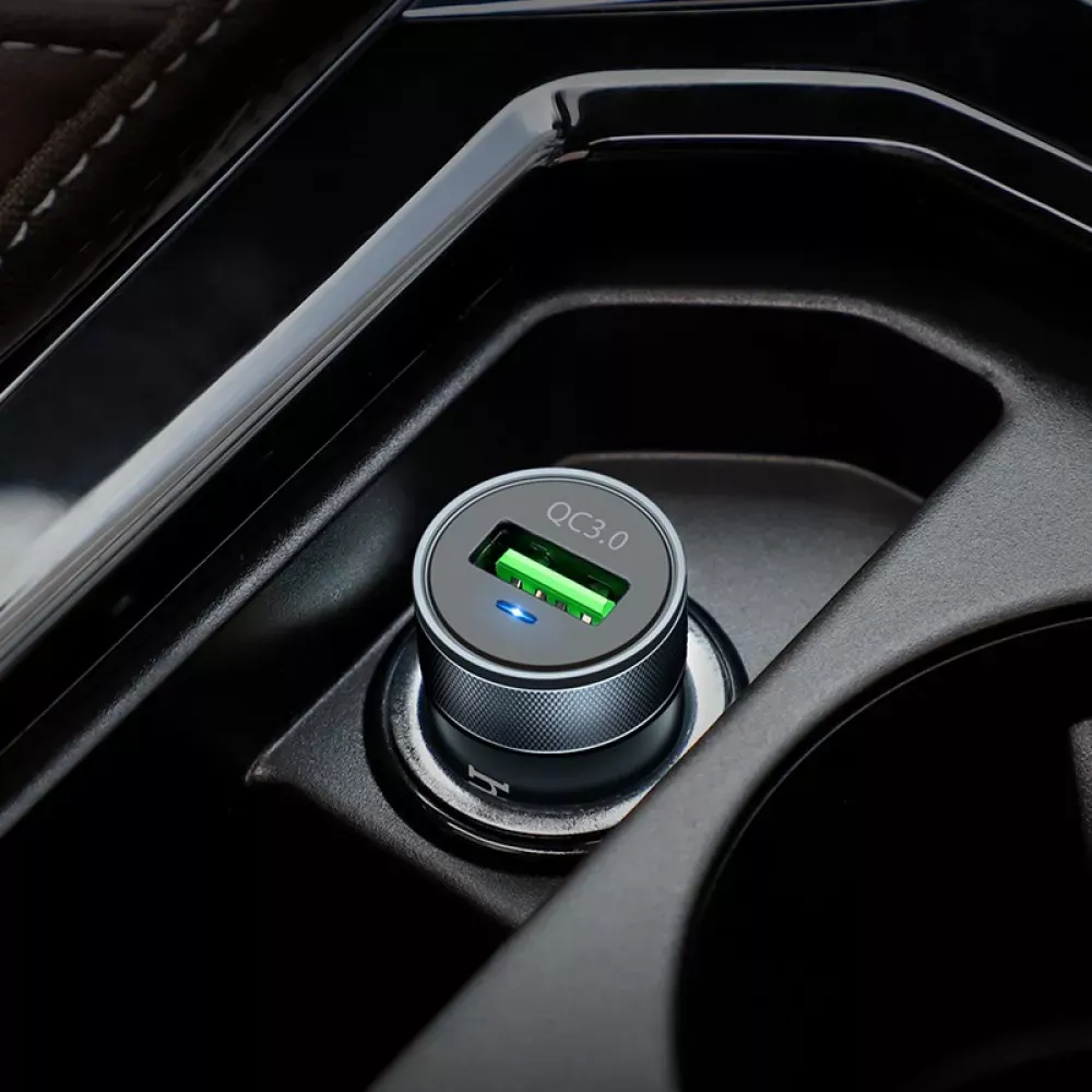 Car Charger 3.0A QC3.0 Hoco Z32 — Metal Gray - фото 7