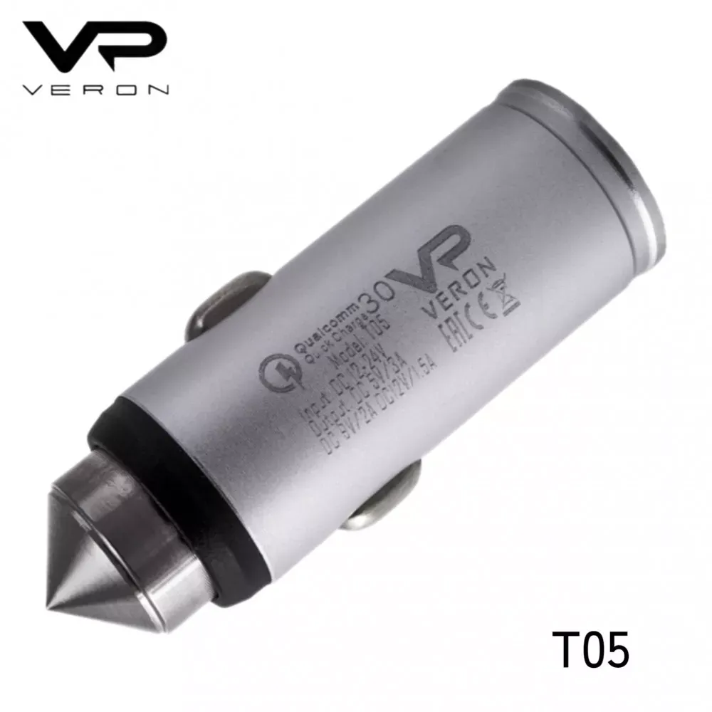 Car Charger 3.0A QC3.0 Veron T05 QC3.0 Metal W/P — фото 6