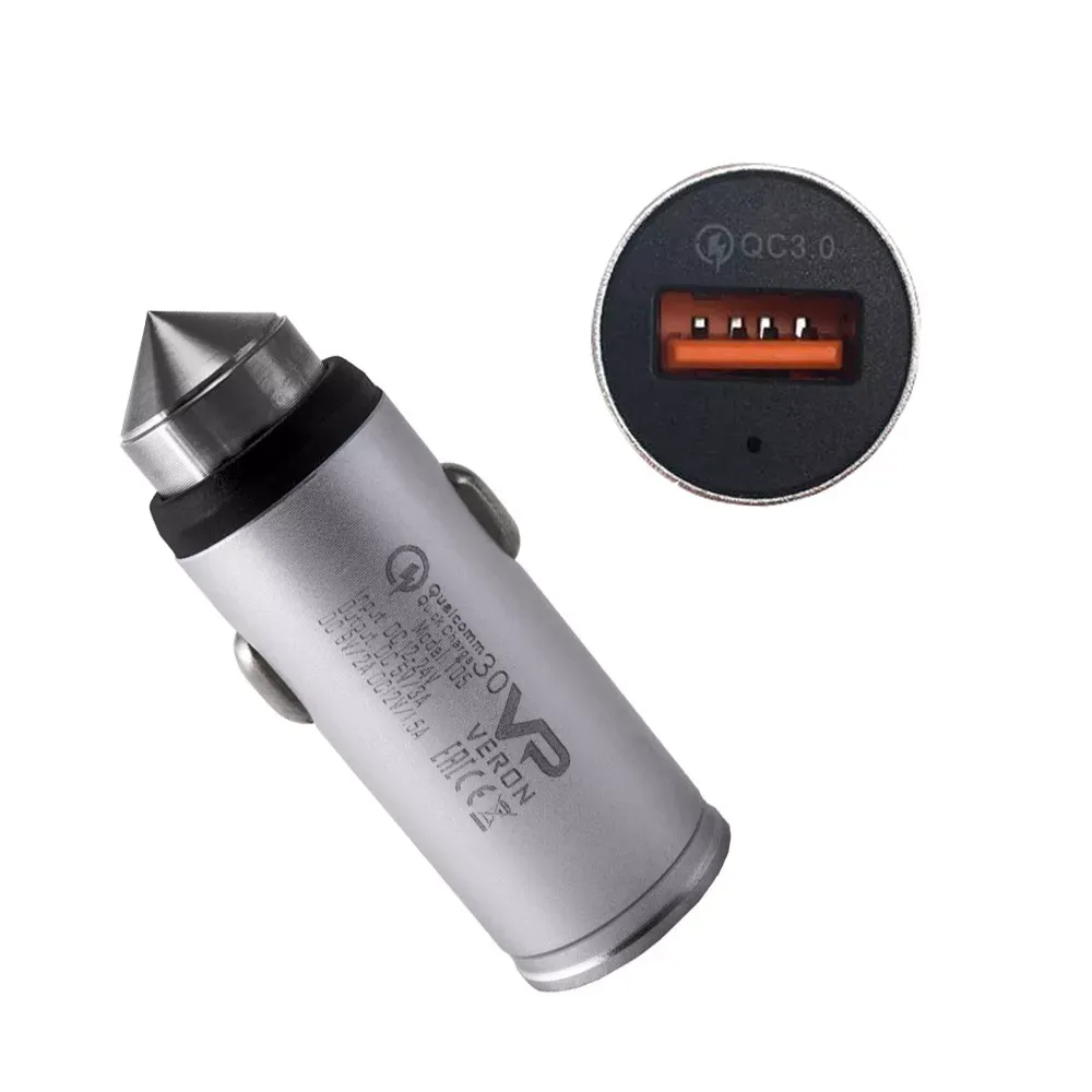 Car Charger 3.0A QC3.0 Veron T05 QC3.0 Metal W/P — фото 7