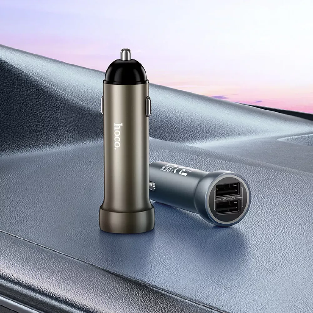 Car Charger 3.4A 2U Hoco Z54 — Gold - фото 5