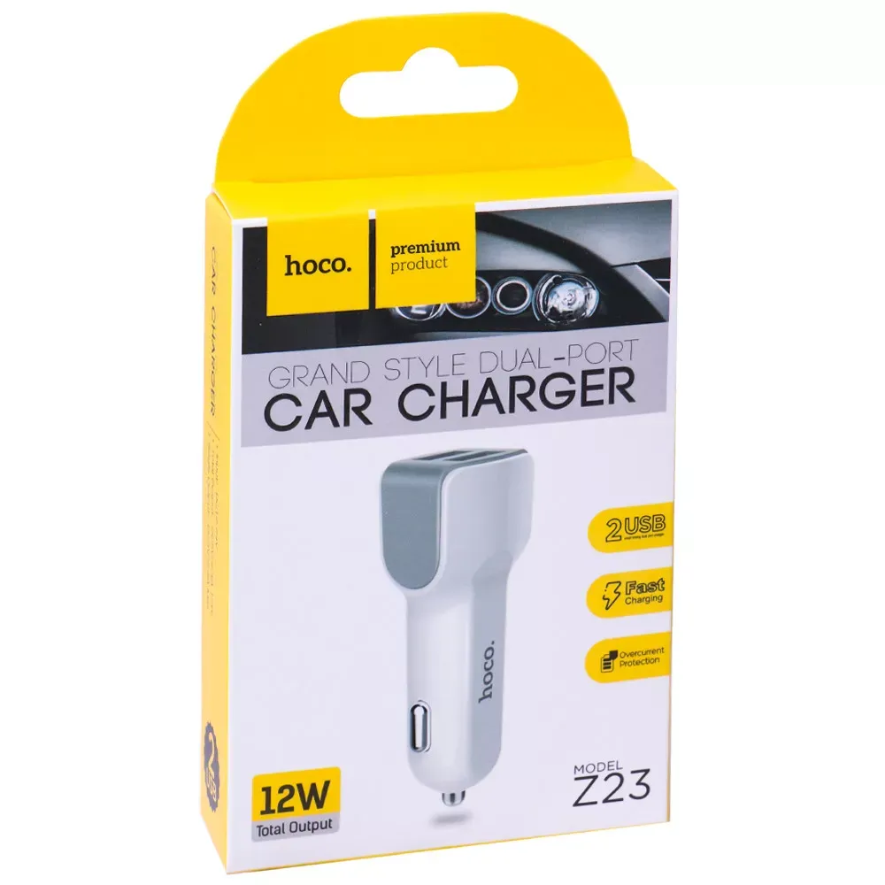 Car Charger | 2.4A | 2U — Hoco Z23 White - фото 3
