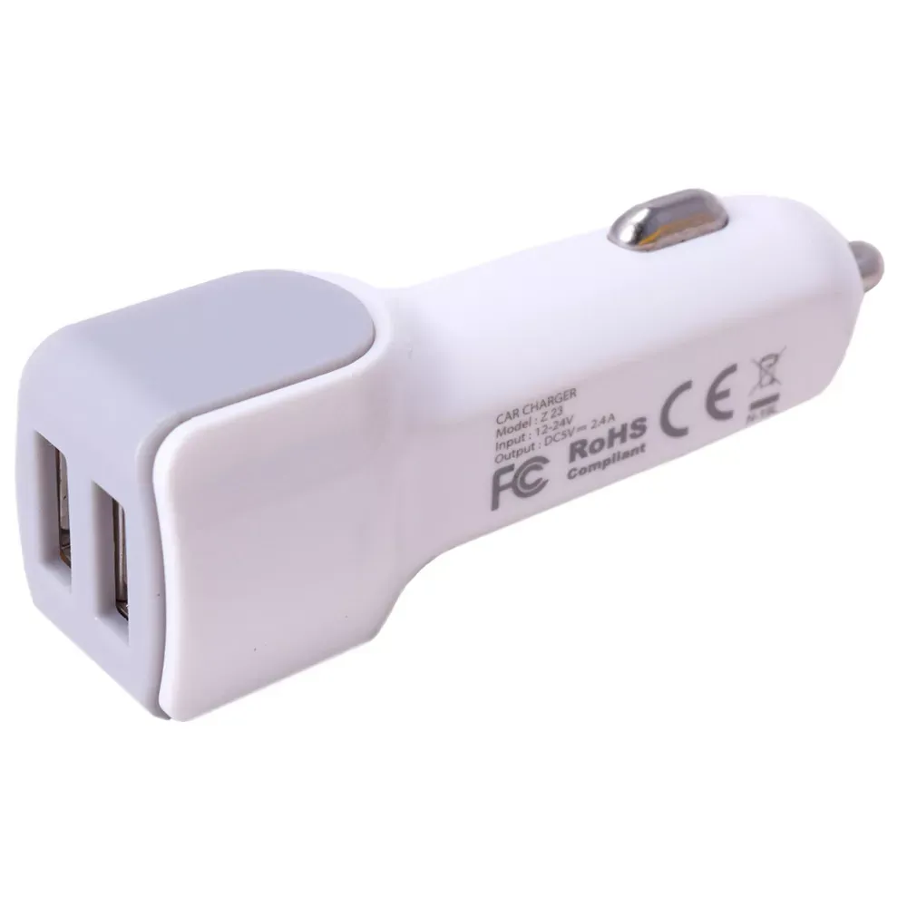 Car Charger | 2.4A | 2U — Hoco Z23 White - фото 4