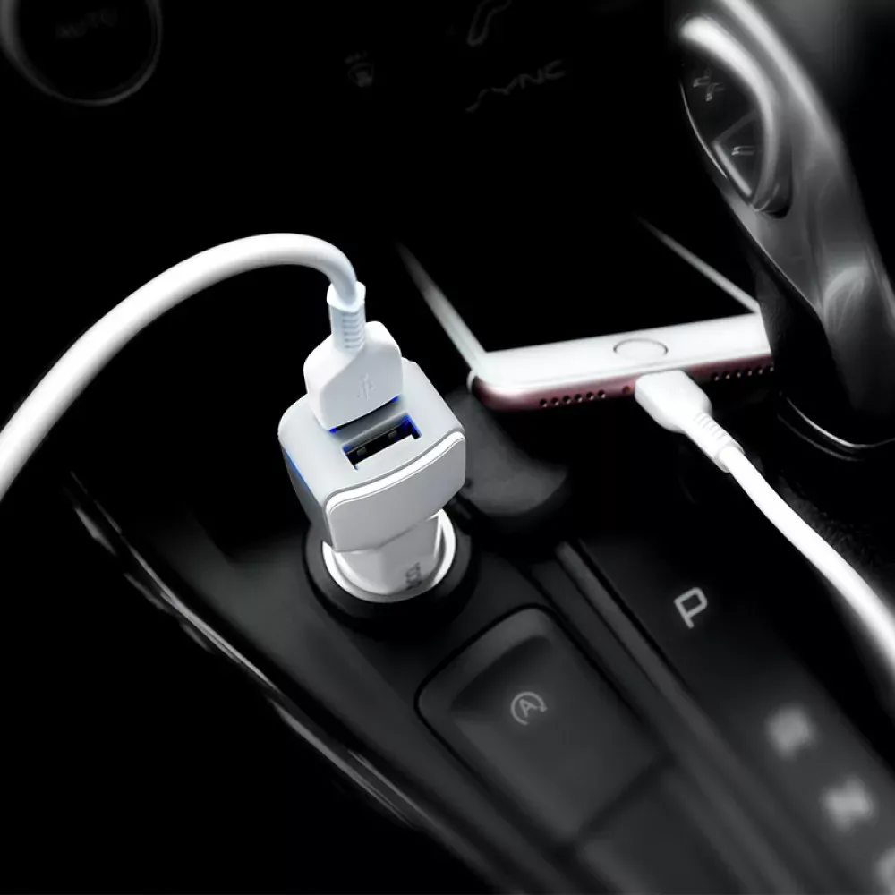Car Charger | 2.4A | 2U — Hoco Z23 White - фото 7
