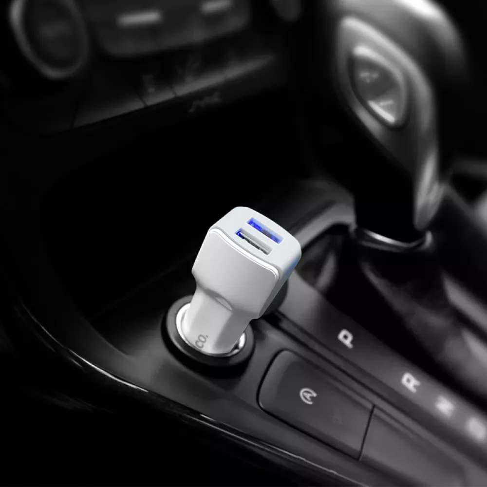 Car Charger | 2.4A | 2U — Hoco Z23 White - фото 9