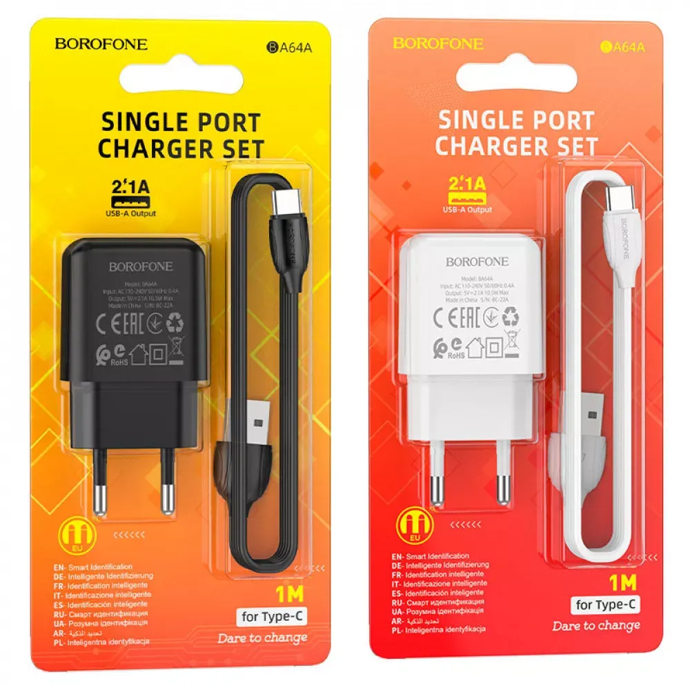 Home Charger 2.1A 1U Lightning Cable Borofone BA64A — White — фото 3