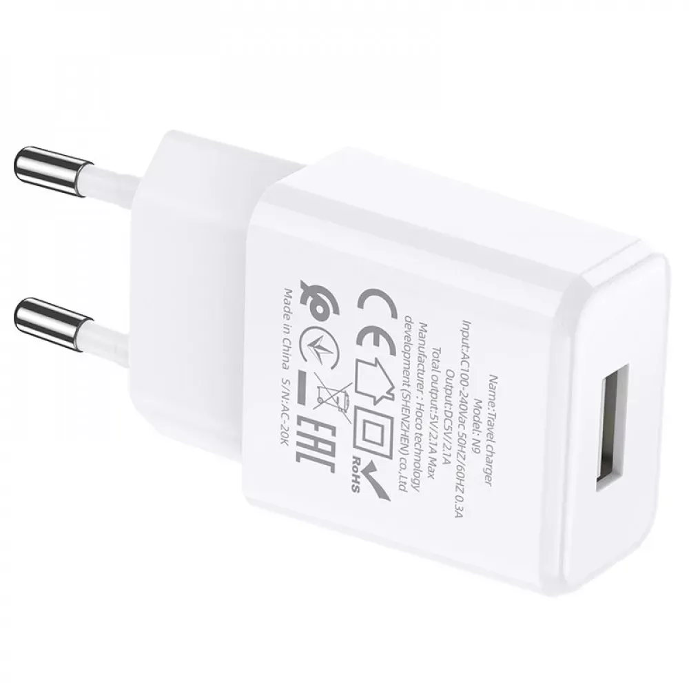 Home Charger 2.1A 1U Micro Cable (1m) Hoco N9 — White - фото 10