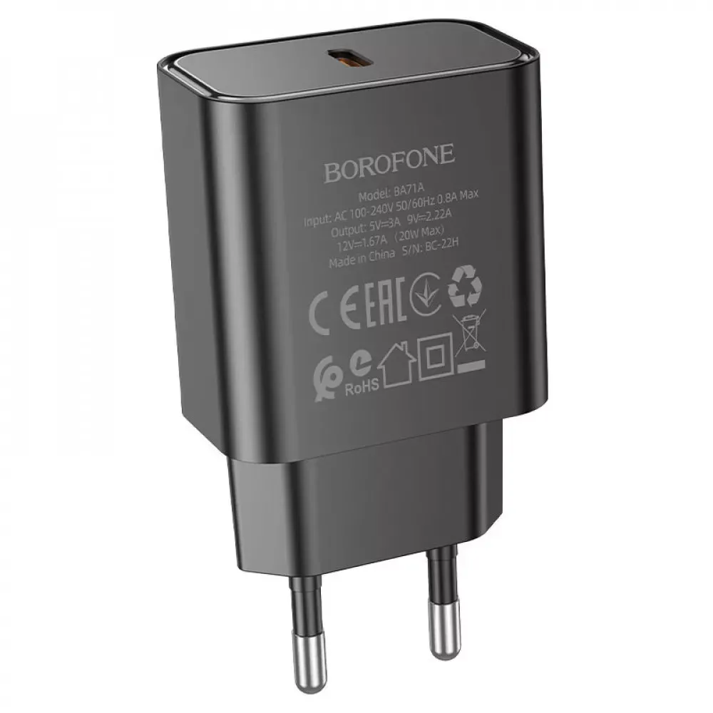 Home Charger 20W PD Borofone BA71A — Black - фото 5