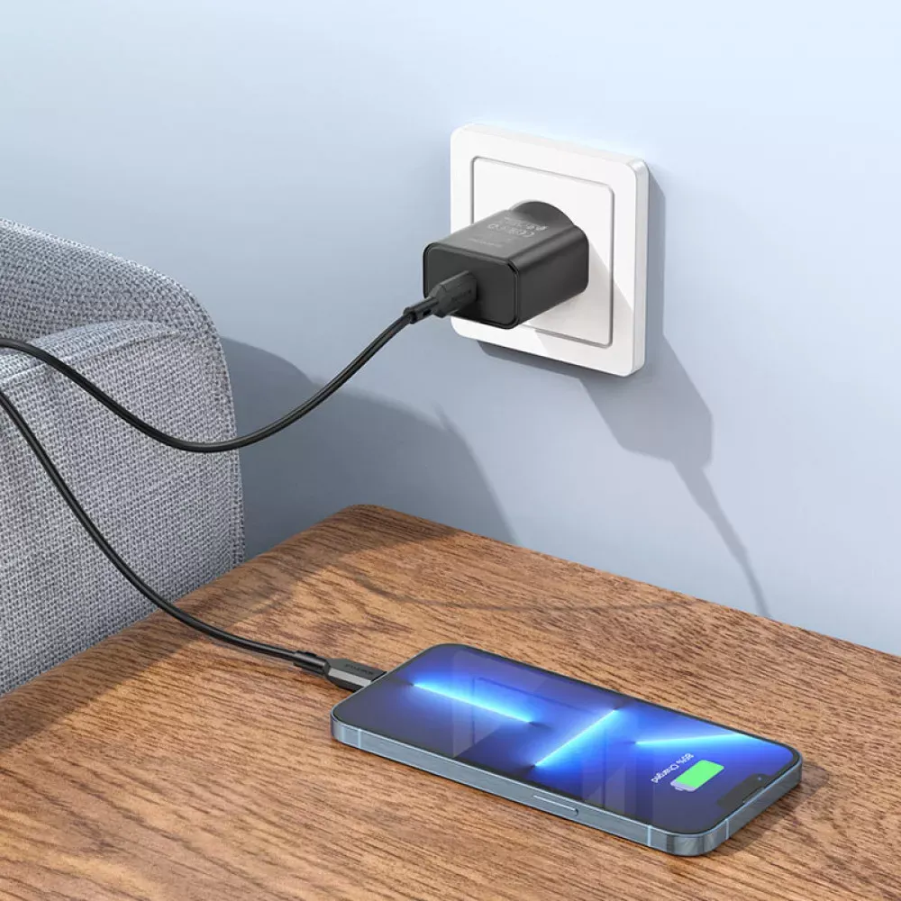 Home Charger 20W PD C to Lightning Cable (1m) Borofone BA71A — White - фото 7