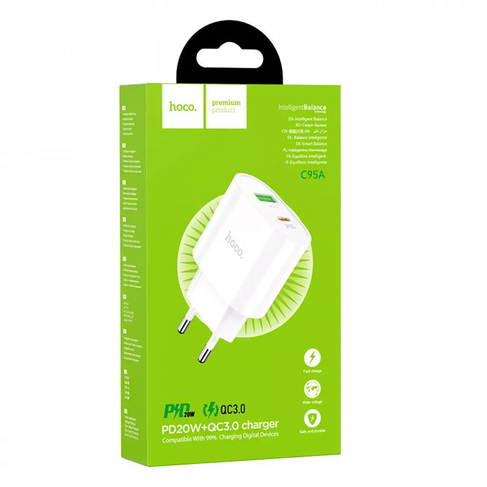 Home Charger 20W PD QC3.0 Hoco C95A — White - фото 3
