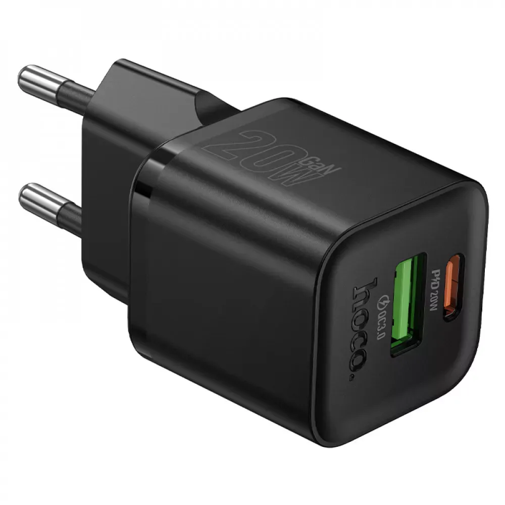 Home Charger 20W PD QC3.0 Hoco N65 — Black — Hoco