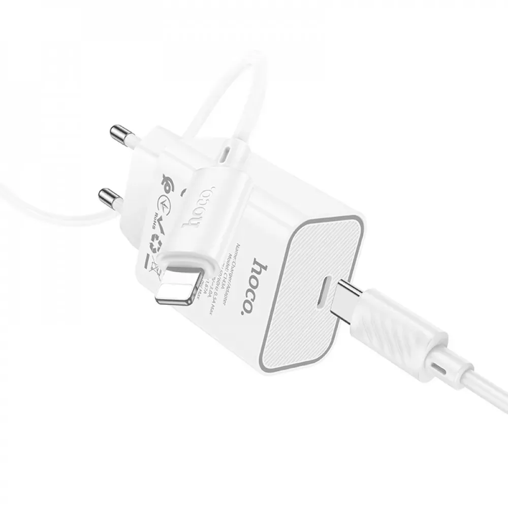 Home Charger 20W PD3.0 C to Lightning Cable (1m) Hoco C143A - фото 4