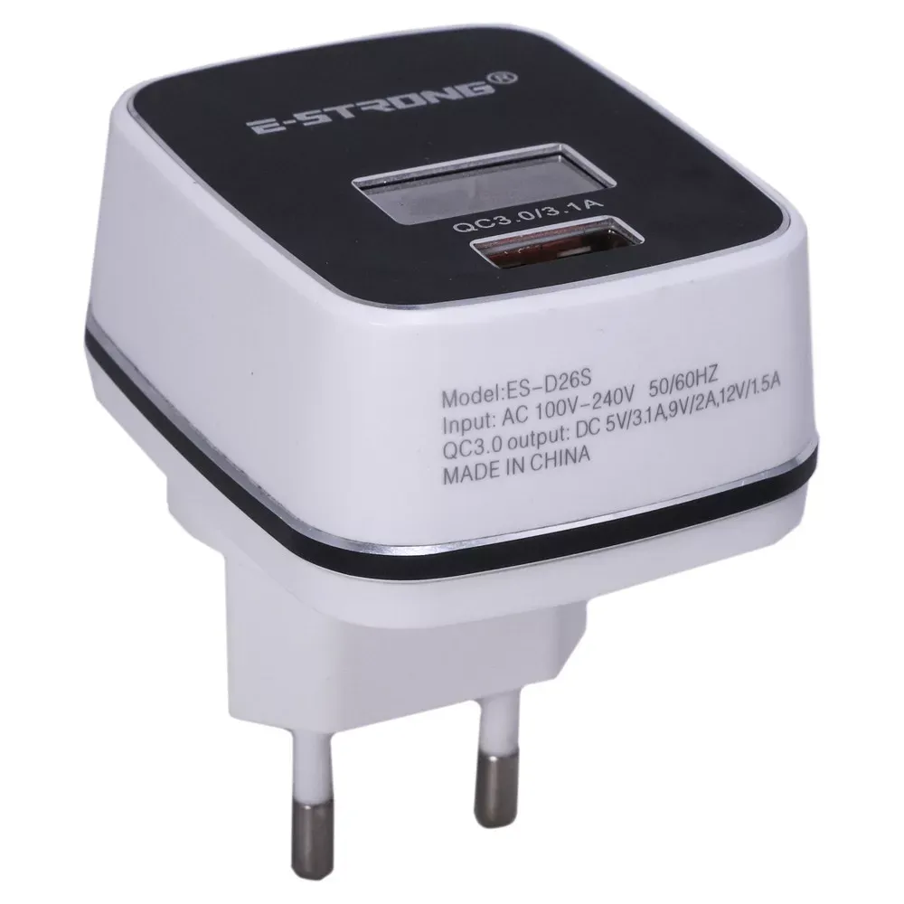 Home Charger 3.1A 2U Lightning Cable (1m) Ciyocorps ES-D26 (Quick 3.0 , LCD ) Black — Распродажа