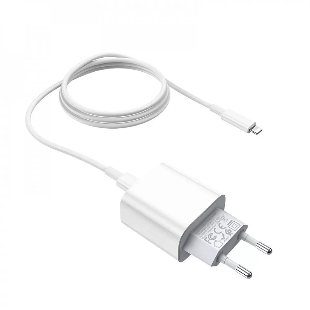 Home Charger 30W PD C to Lightning Cable Hoco C76A Pro — White — фото 5
