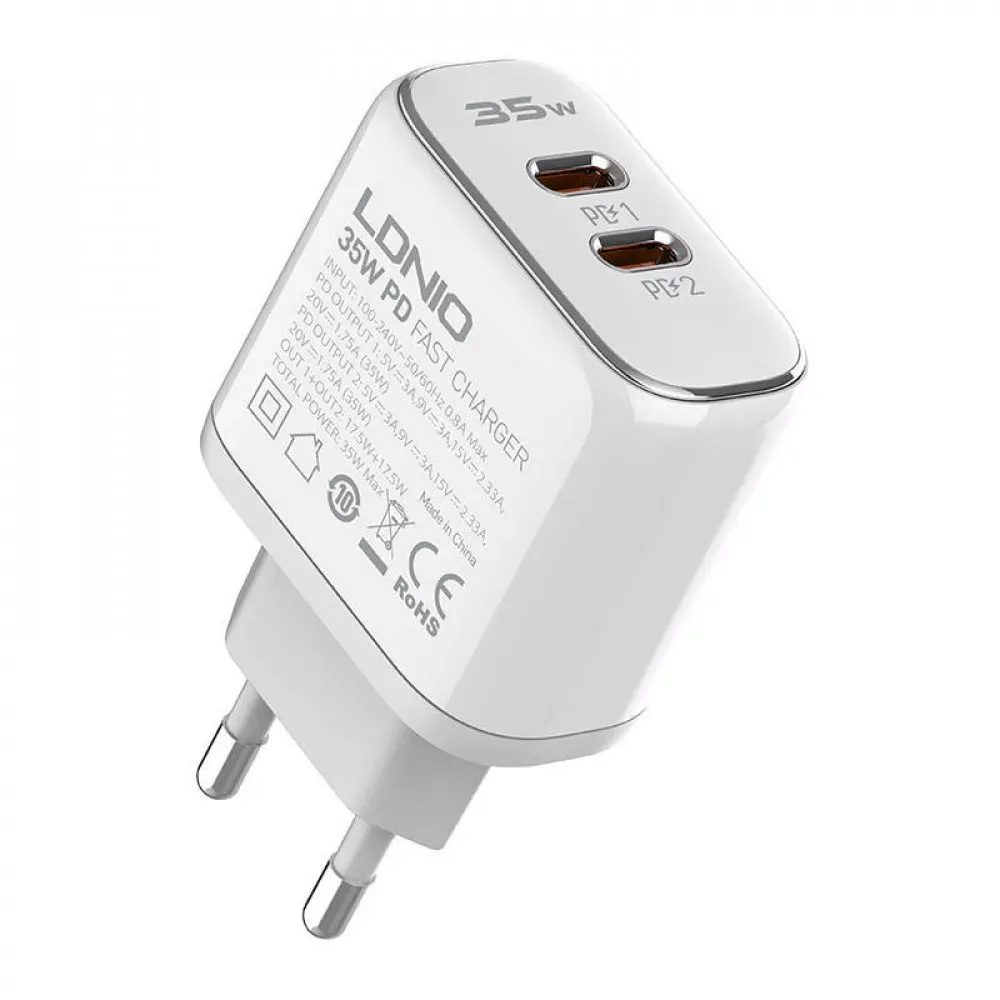 Home Charger 35W 2C Ldnio A2528C White - фото 3