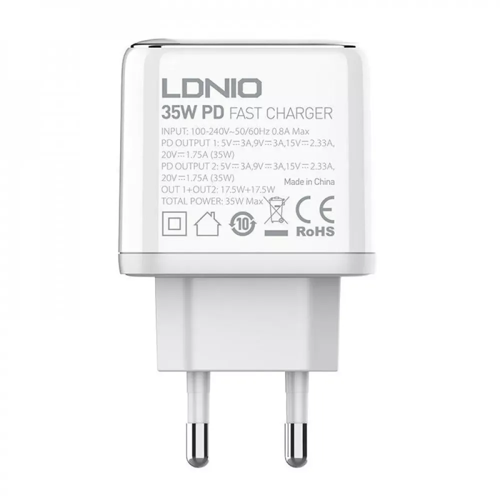 Home Charger 35W 2C Ldnio A2528C White - фото 5