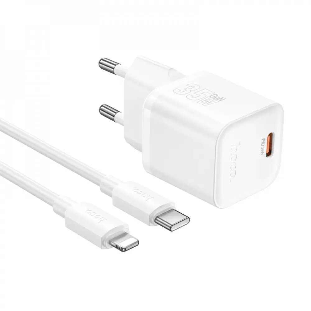 Home Charger 35W PD C to Lightning Cable (1m) Hoco N66 — White — Hoco