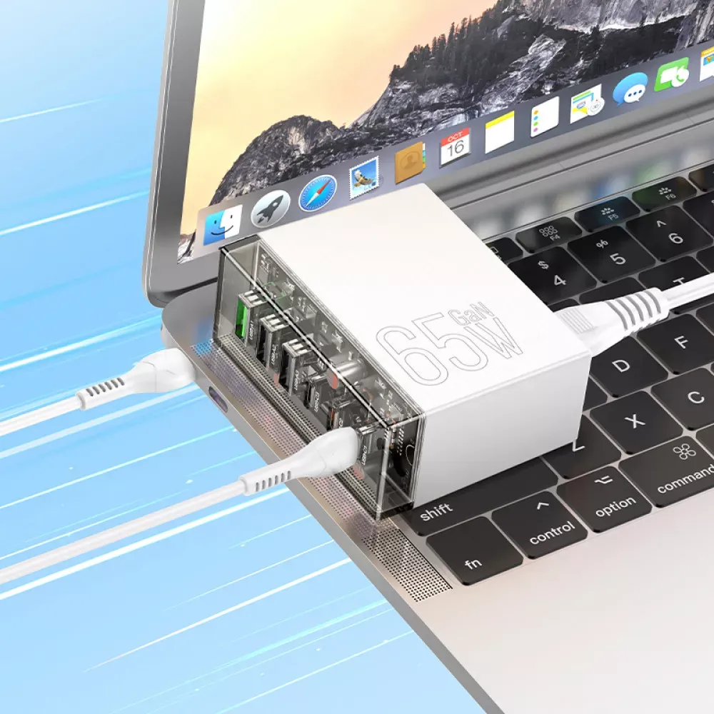 Home Charger 65W GaN 3PD QC 3.0 Hoco N36 — White - фото 6