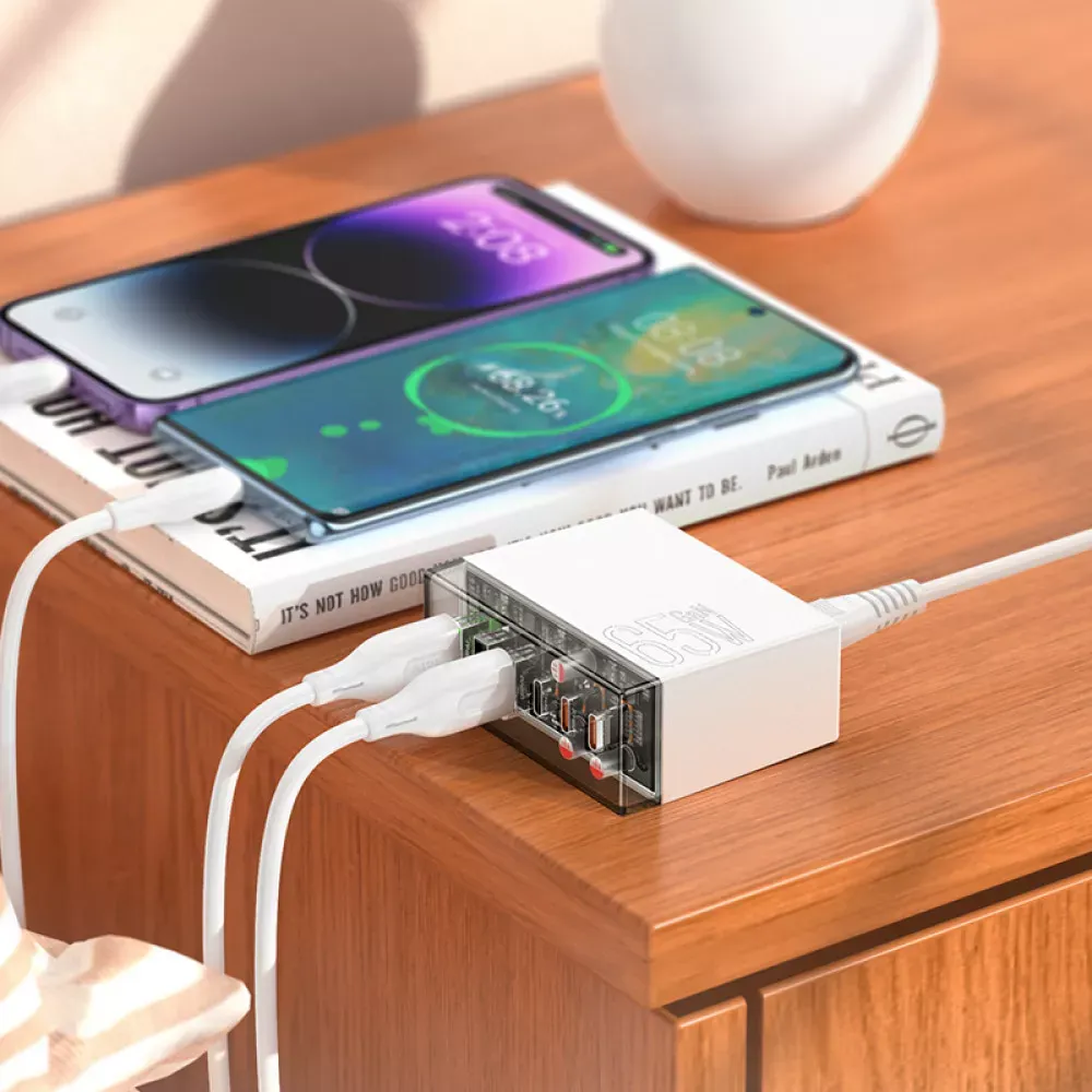 Home Charger 65W GaN 3PD QC 3.0 Hoco N36 — White - фото 7