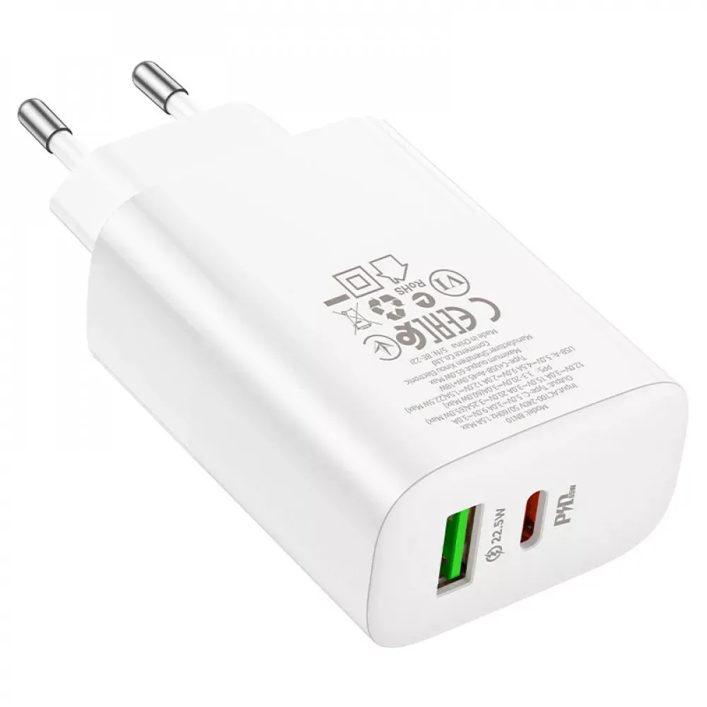 Home Charger 65W PD QC3.0 C to C Cable Borofone BN10 — White — фото 5