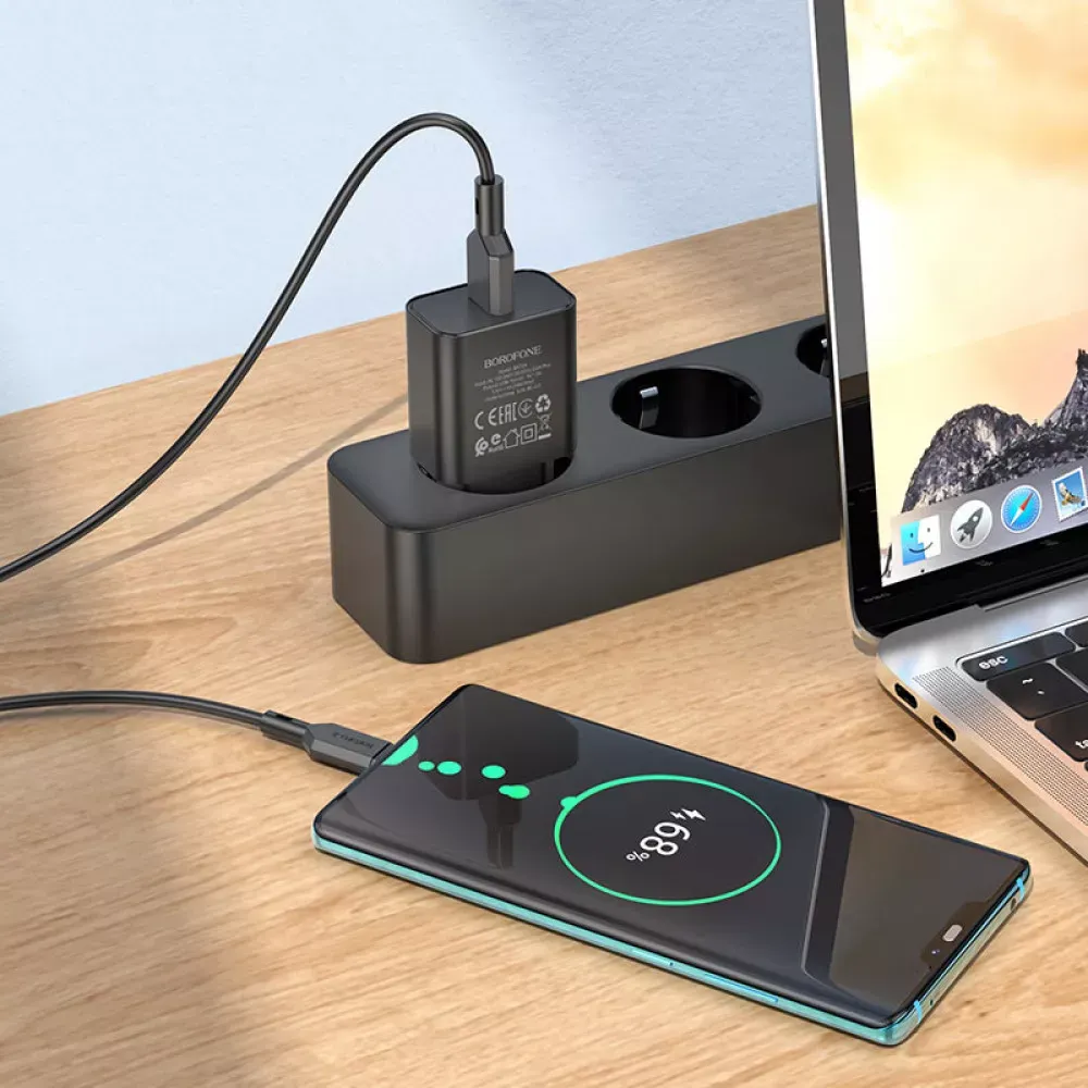 Home Charger | 18W | 1U | Cable  USB  C  — Borofone BA72A — White - фото 6