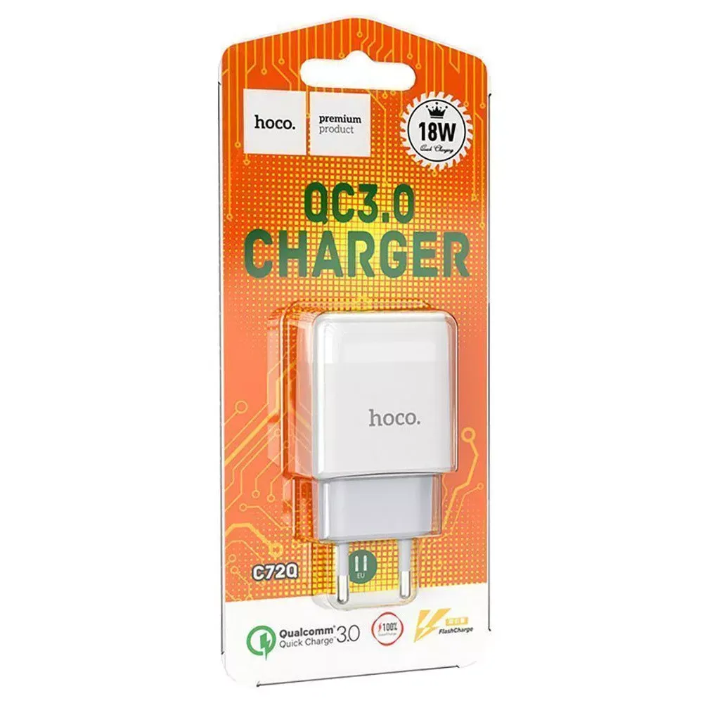 Home Charger | 18W | QC3.0 — Hoco C72Q — White - фото 3