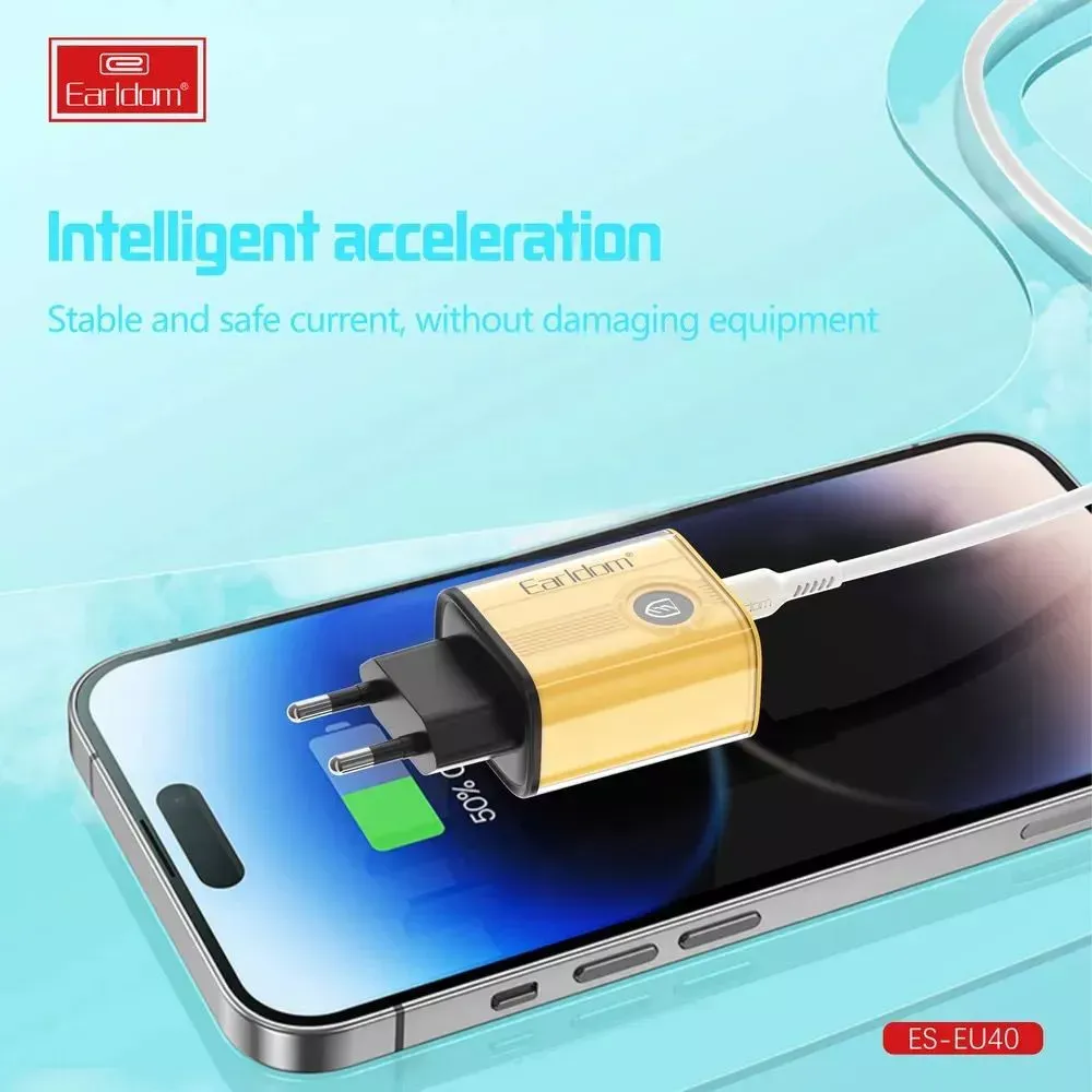 Home Charger | 20W | PD | 1U | USB C Cable — Earldom ES-EU40C — фото 5