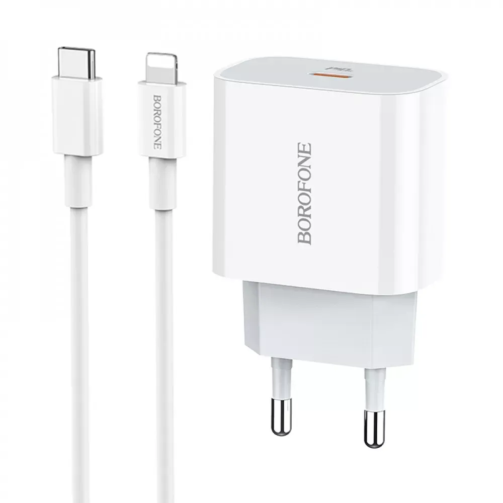 Home Charger | 20W | PD | Lightning Cable (1m) — Borofone BA38A — White — Borofone