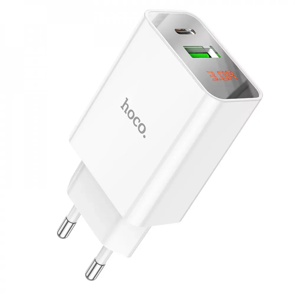 Home Charger | 20W | PD | QC3.0 — Hoco C100A — White — Hoco