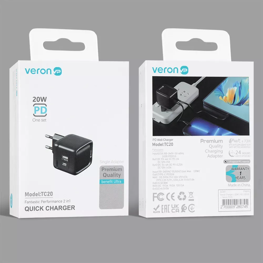 Home Charger | 20W | PD | QC3.0 — Veron TC20 — фото 3