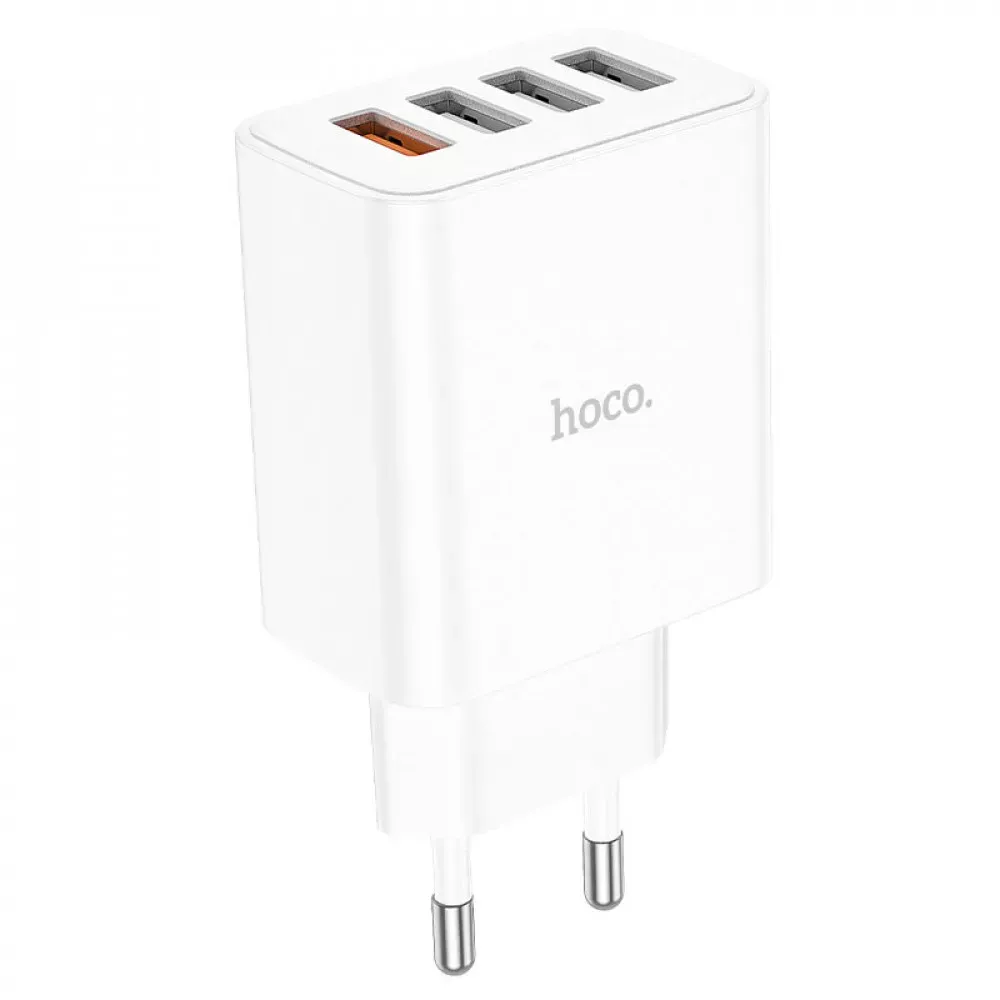 Home Charger | 28.5W | 4U | QC3.0 — Hoco C102A — White — Hoco