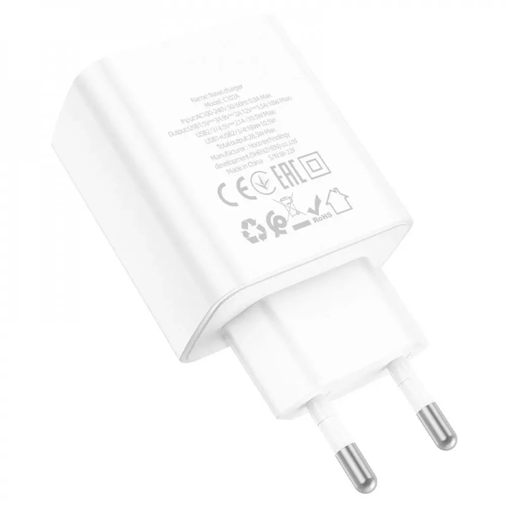 Home Charger | 28.5W | 4U | QC3.0 — Hoco C102A — White — фото 5