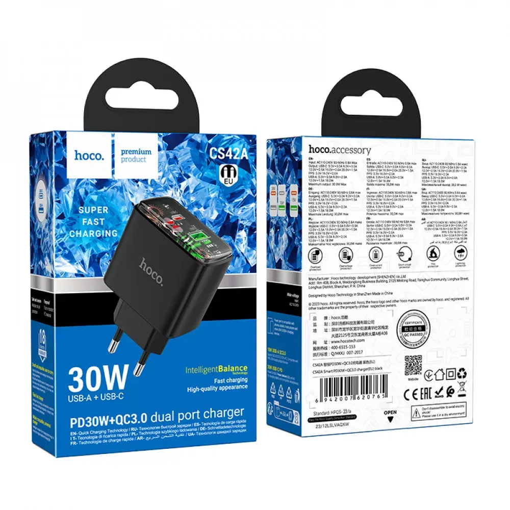 Home Charger | 30W | PD | QC3.0 — Hoco CS42A __ — Black - фото 3