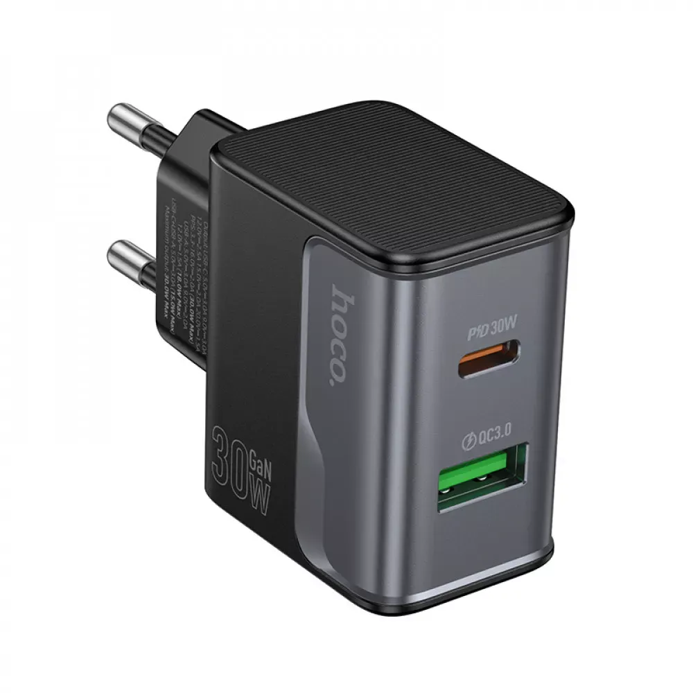 Home Charger | 30W | PD | QC3.0 — Hoco CS73A — Black — Hoco