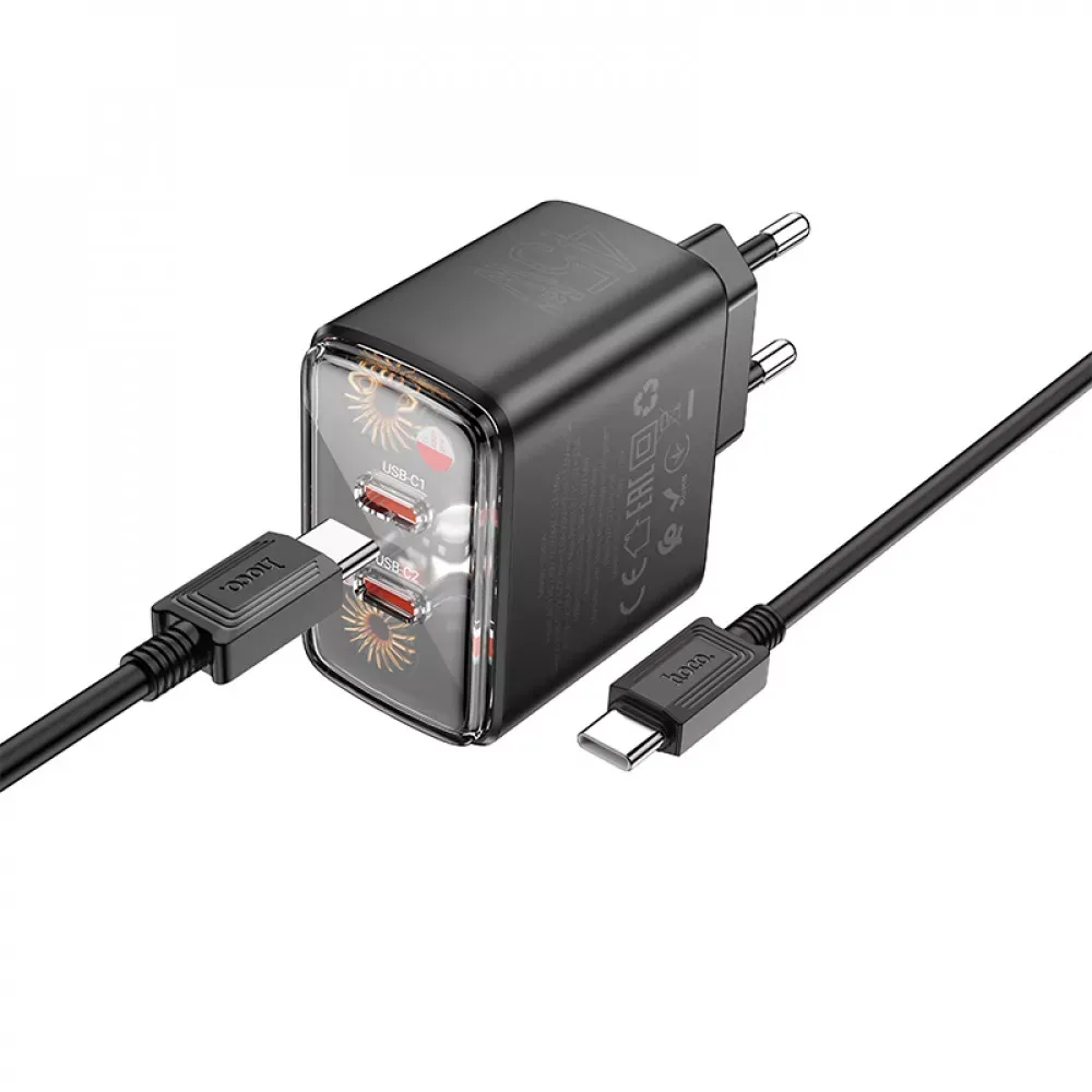 Home Charger | 45W | 2PD | C to C Cable (1m) — Hoco CS43A  __ — Black