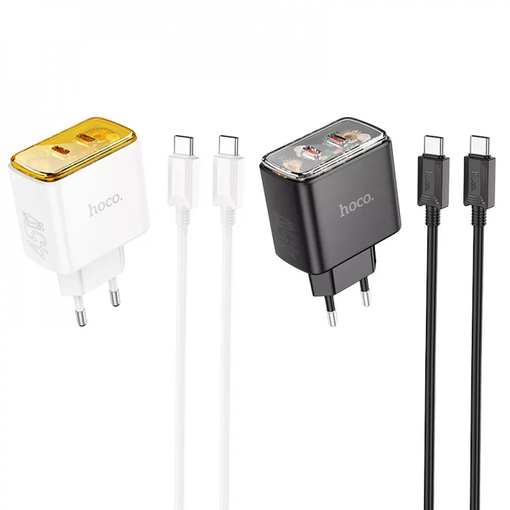 Home Charger | 45W | 2PD | C to C Cable — Hoco CS43A __ — Black — фото 4
