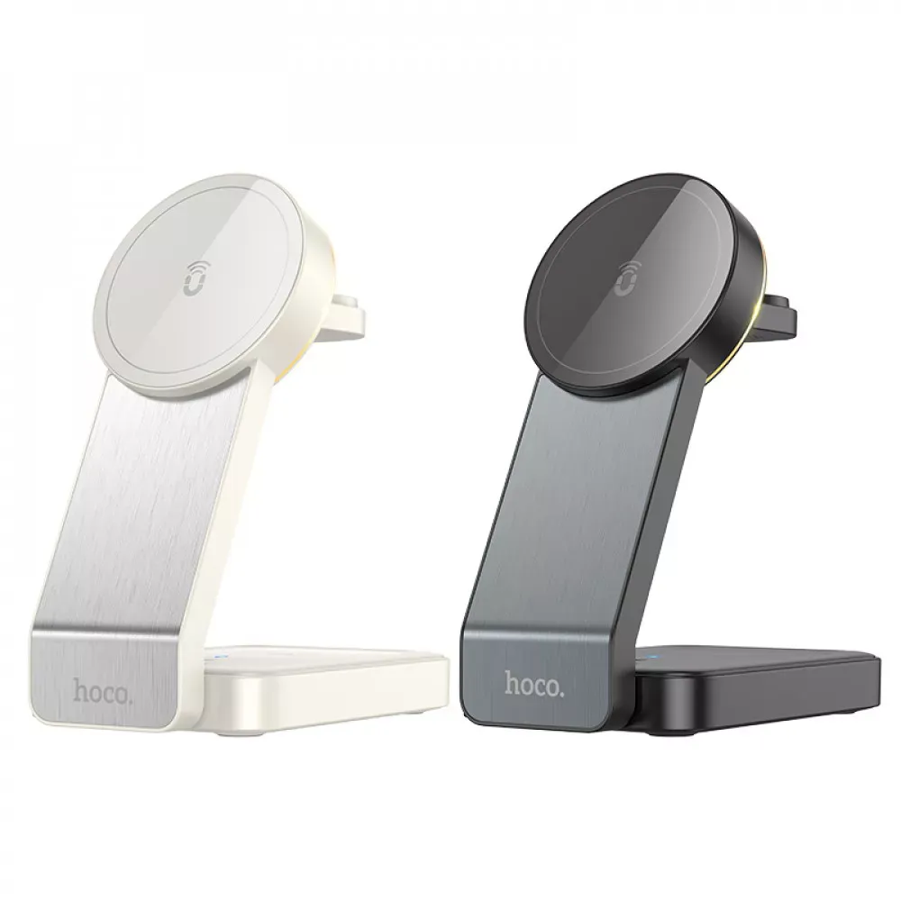 Magnetic Wireless Charger 3 in 1 Hoco CQ3 — milky white — фото 5