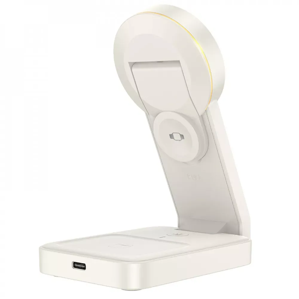 Magnetic Wireless Charger 3 in 1 Hoco CQ3 — milky white — фото 8