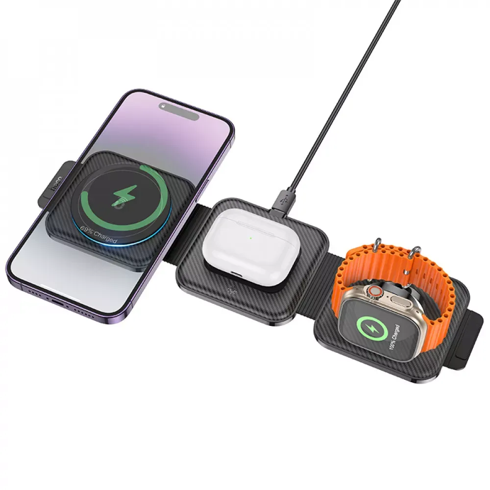 Magnetic Wireless Charger 3 in 1 Hoco CQ4 — Black - фото 4