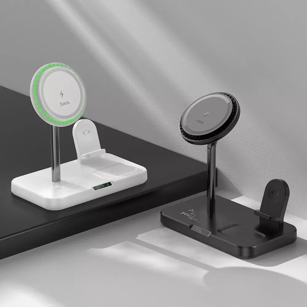 Magnetic Wireless Charger 3 in 1 — Hoco CQ12  — Black - фото 7