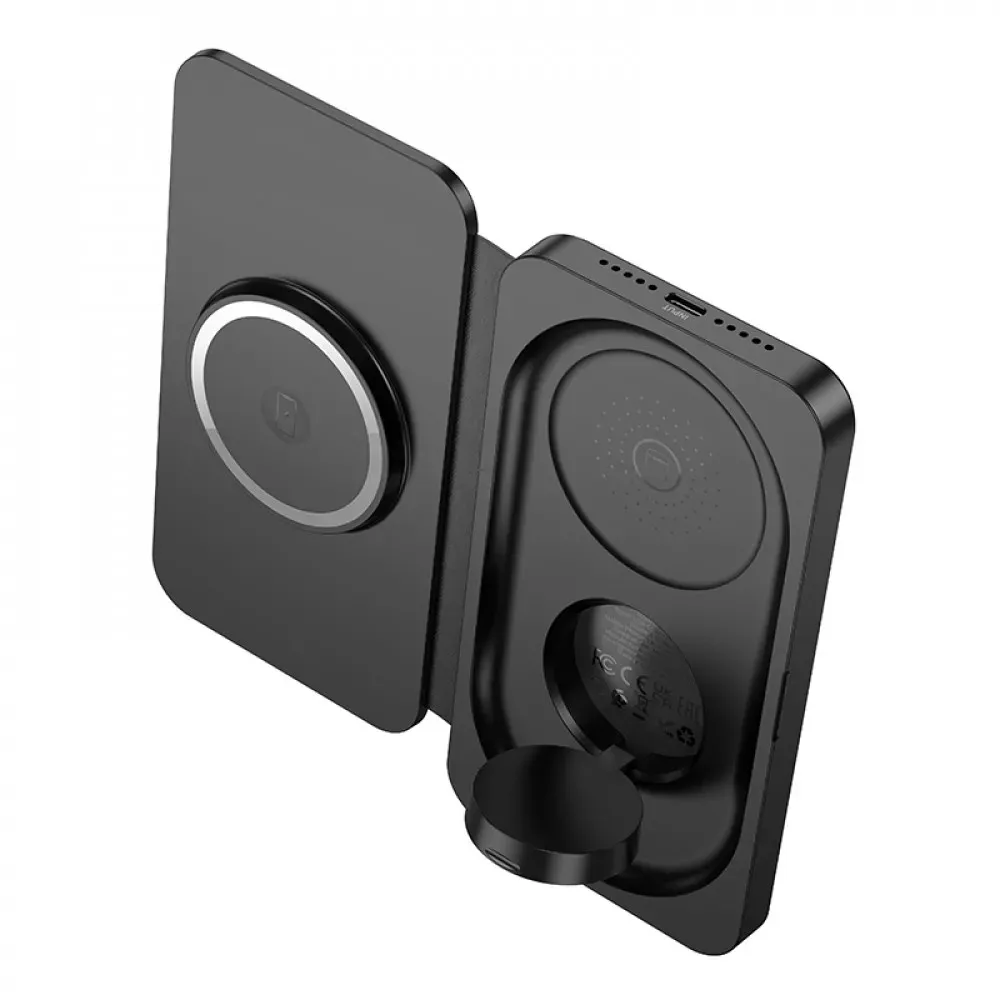 Magnetic Wireless Charger 3 in 1 — Hoco CQ13 — Black - фото 5