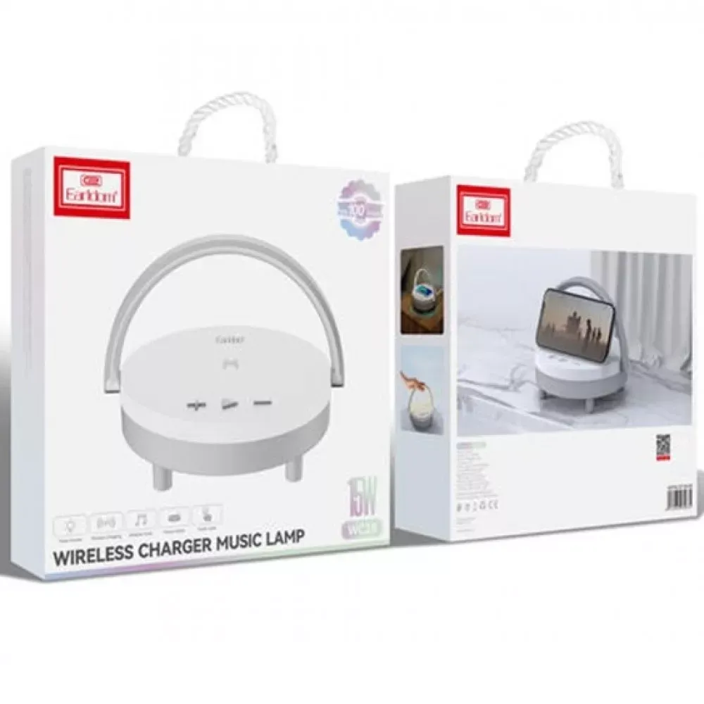 Wireless Charger 15W Earldom ET-WC28 LED Bluetooth Speaker White - фото 3