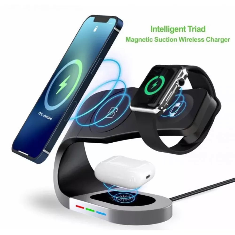 Wireless Charger 3 in 1 15W Y35 — Black - фото 3