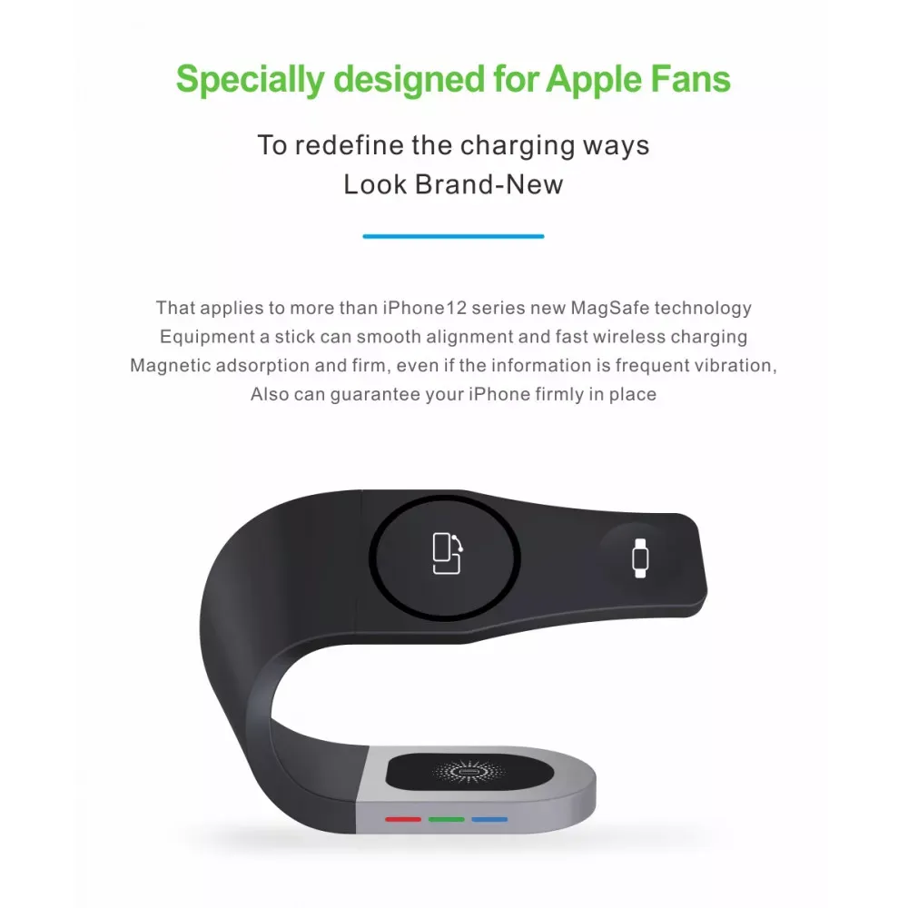 Wireless Charger 3 in 1 15W Y35 — Black - фото 5