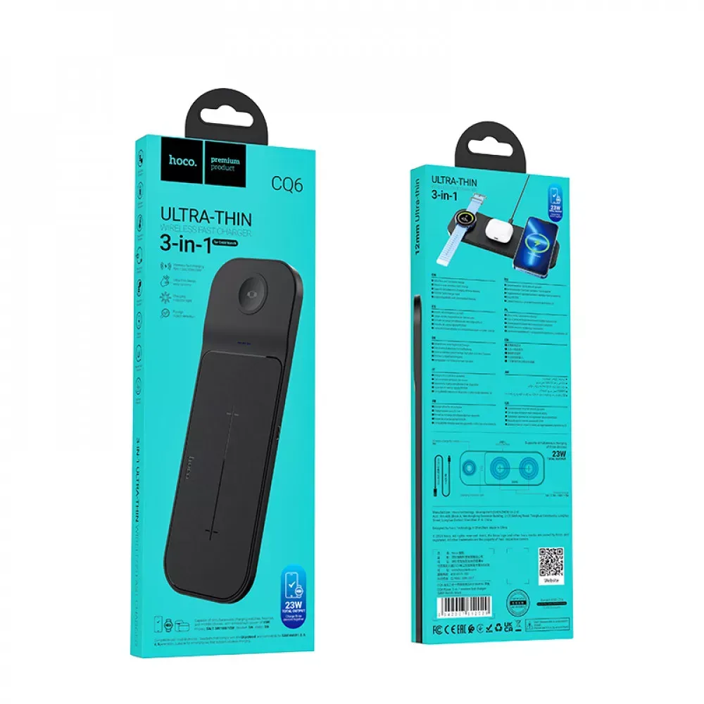 Wireless Charger 3 in 1 Hoco CQ6 SAM Watch — Black - фото 3