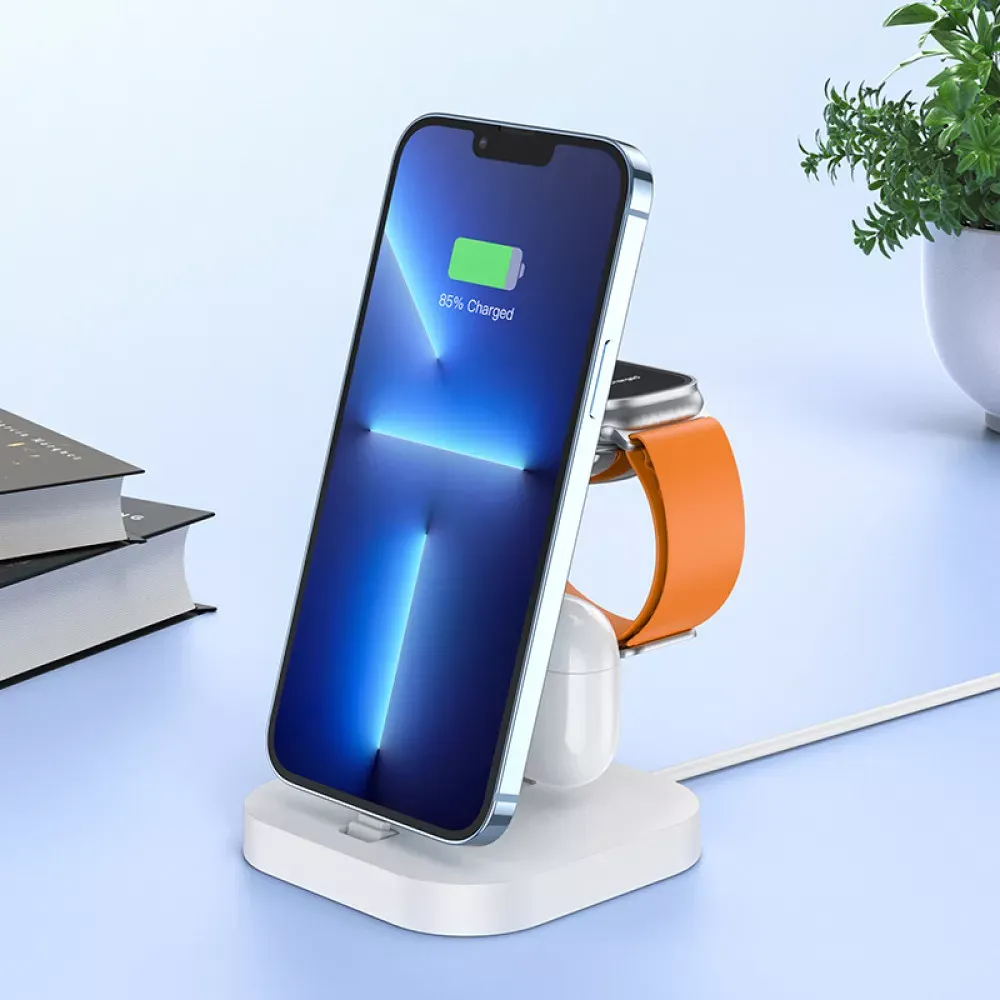 Wireless Charger 3 in 1 Hoco CW43 — black - фото 11