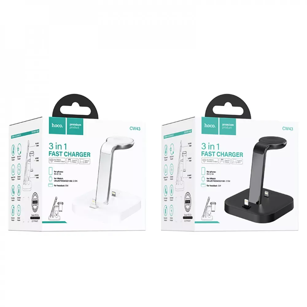 Wireless Charger 3 in 1 Hoco CW43 — white - фото 8