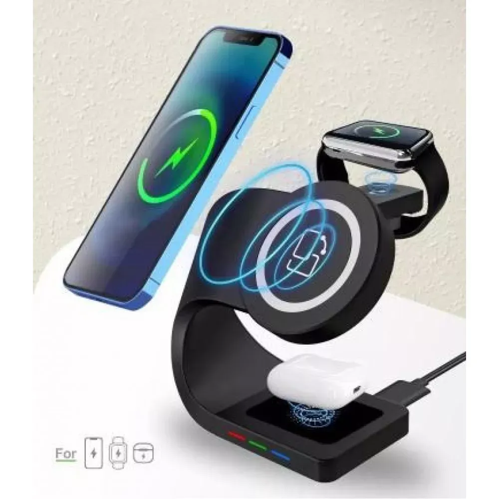 Wireless Charger 3 in 1 Y36 MagSafe — Black - фото 3