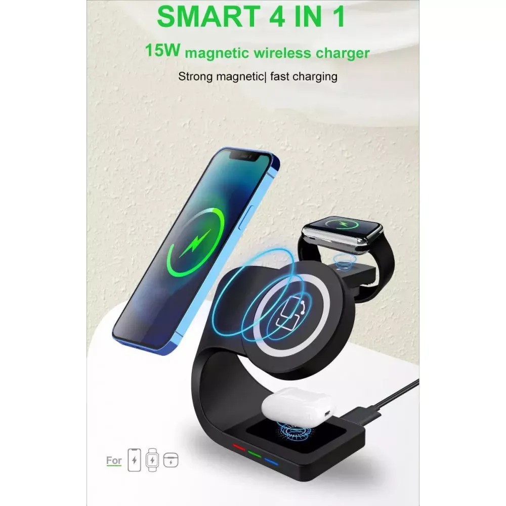 Wireless Charger 3 in 1 Y36 MagSafe — Black - фото 4