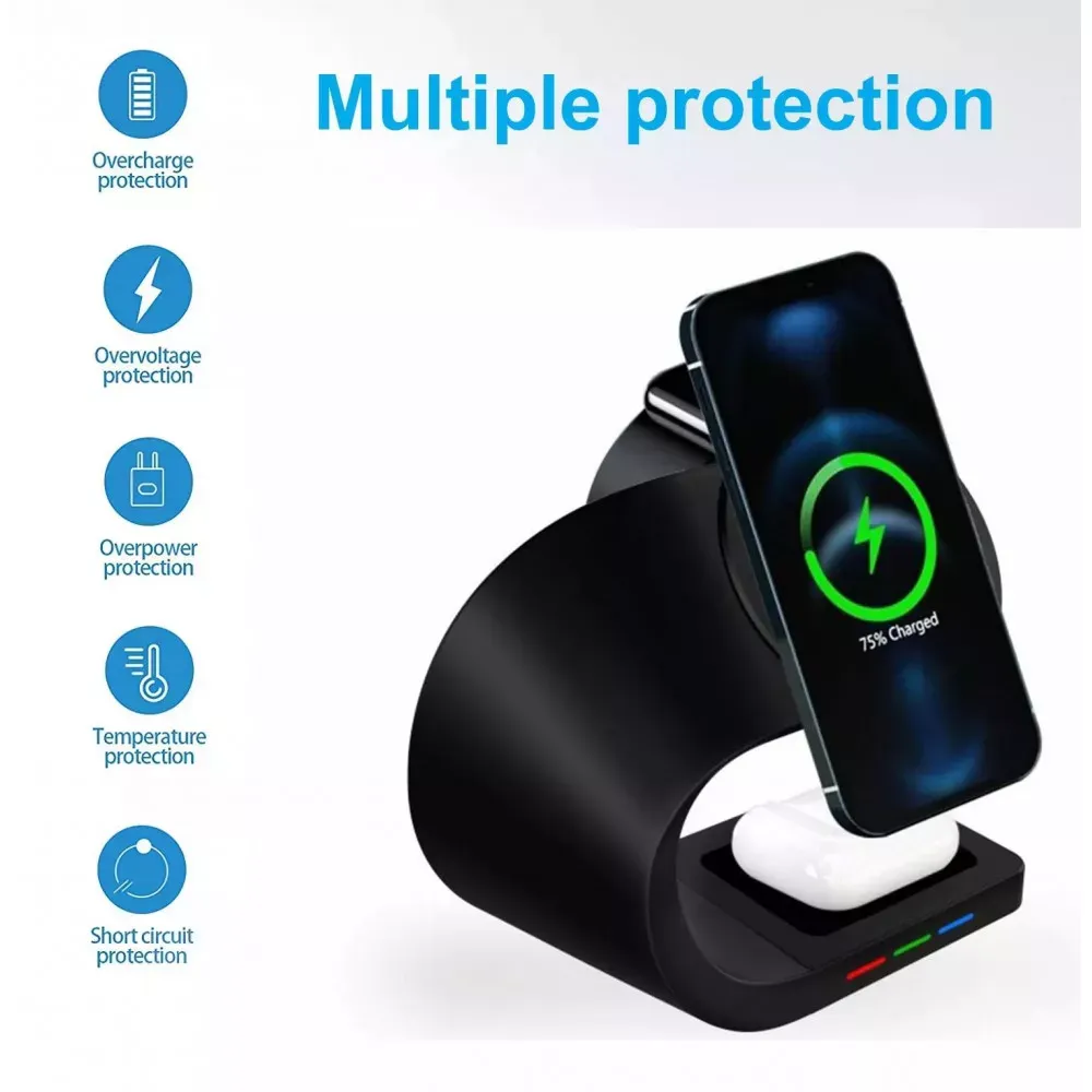 Wireless Charger 3 in 1 Y36 MagSafe — Black - фото 5