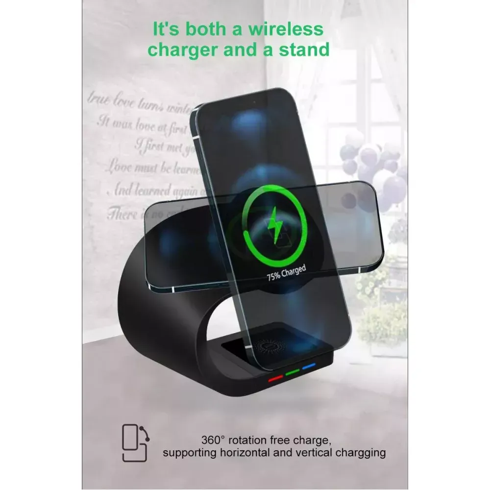 Wireless Charger 3 in 1 Y36 MagSafe — Black - фото 9